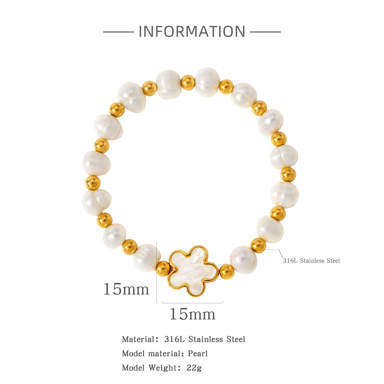 Acier Inoxydable 316L Style Simple Style Classique Perlé Géométrique Bracelets display picture 1