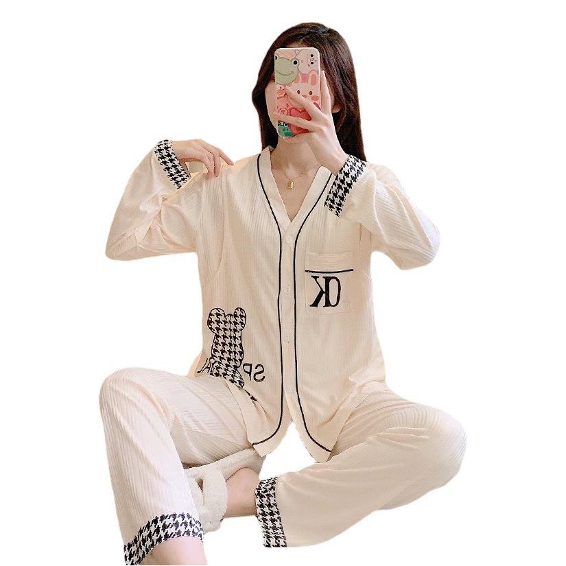 Внешняя торговля новый месяц одежда Весна и лето тонкий кардиган молочный хлопок беременные женщины кормящие грудью пижамы дышащий послеродовой костюм