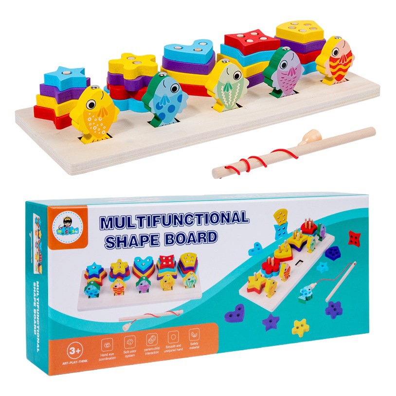 Ilustración educación temprana forma de madera tablero logarítmico digital multifuncional conjunto de ensamblaje columna bloques de construcción juguetes educativos para niños al por mayor
