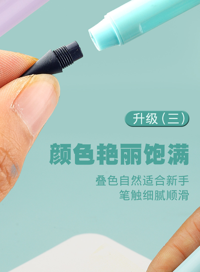 跨境彩色永恒铅笔12色可擦正姿彩铅儿童彩色笔不用削学生绘画铅笔详情8