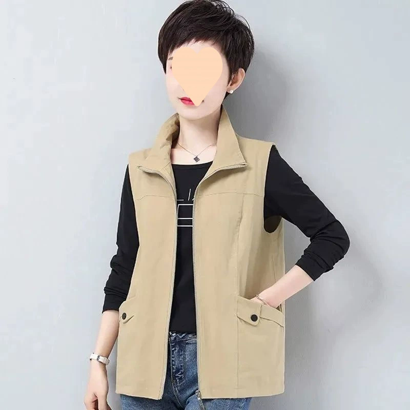 Весенне-осенний короткий жилет 2025 года для женщин среднего возраста с завышенной талией, универсальный тренд.