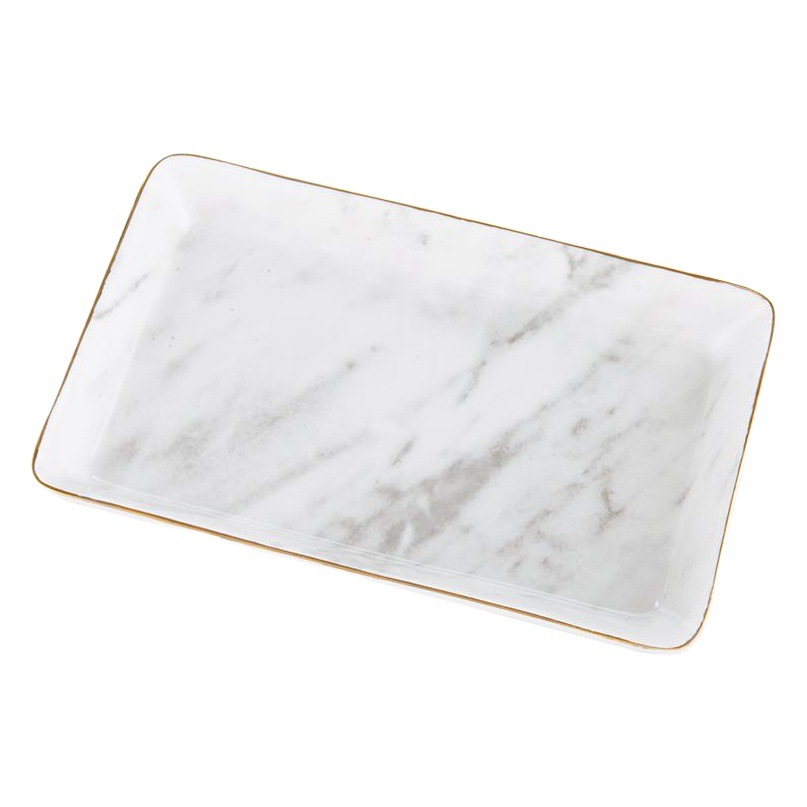 メーカー卸売りの流れ北欧風大理石紋描金辺陶磁器アクセサリー盤デスクトップ化粧品収納盤