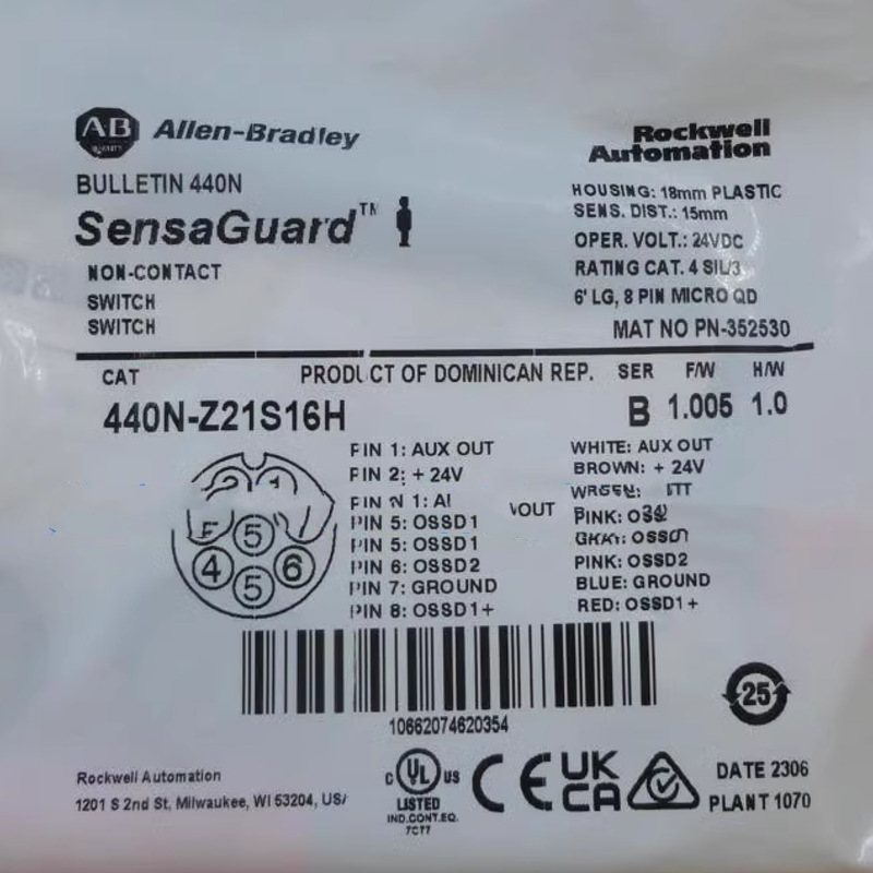 安全开关Allen-Bradley 非接触式开关440N-Z21S16H