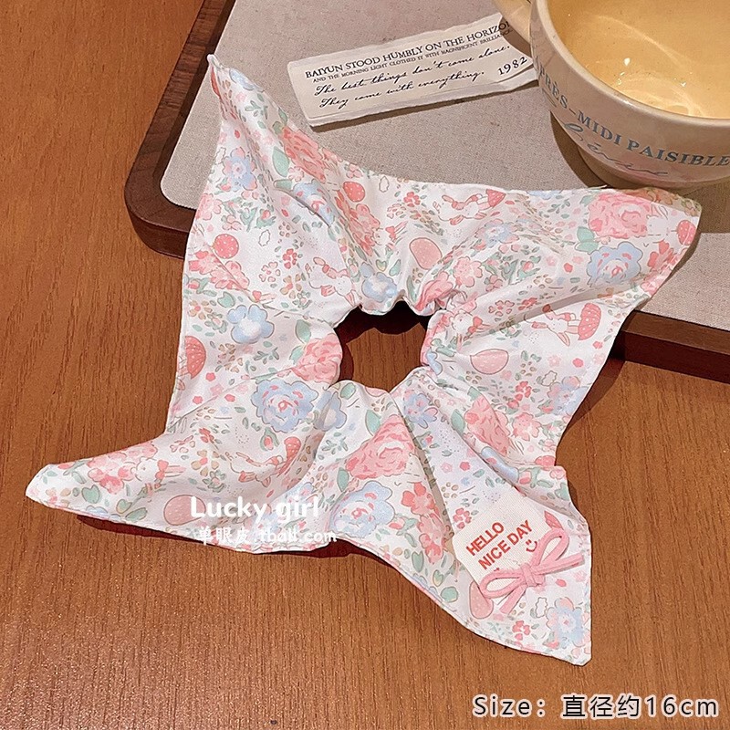 甜美蕾丝花边蝴蝶结方巾大肠发圈女高级感慵懒风超大号发圈扎头发|undefined