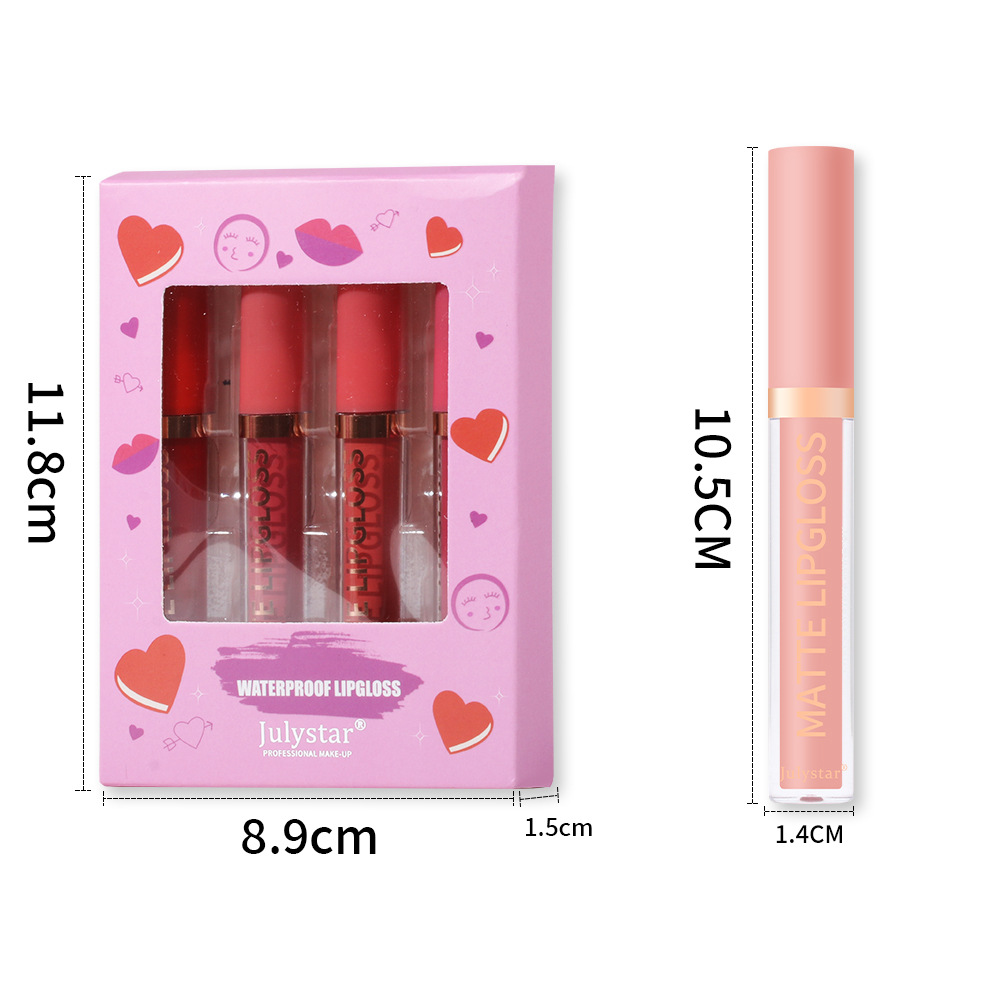 carina Velvet lipstick with matte finish, natural and long-lasting, fading, non stick to cup lip glaze set box_voghion.com