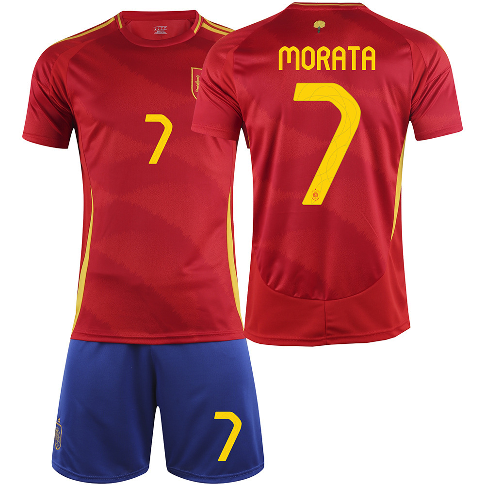thumbnail image 1 of 24 Camiseta de la Copa de Europa de España No. 19 Yamal 26 Pedri 7 Morata No. 9 Traje de camiseta de fútbol Garvey, 1 of 5