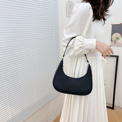Autumn new bag women's fashion trend dumpling bag fashion handheld small shoulder bag nylon solid color single shoulder armpit bag