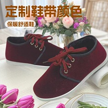 2025冬季新款灯芯绒女棉鞋加绒保暖系带休闲鞋地摊货源