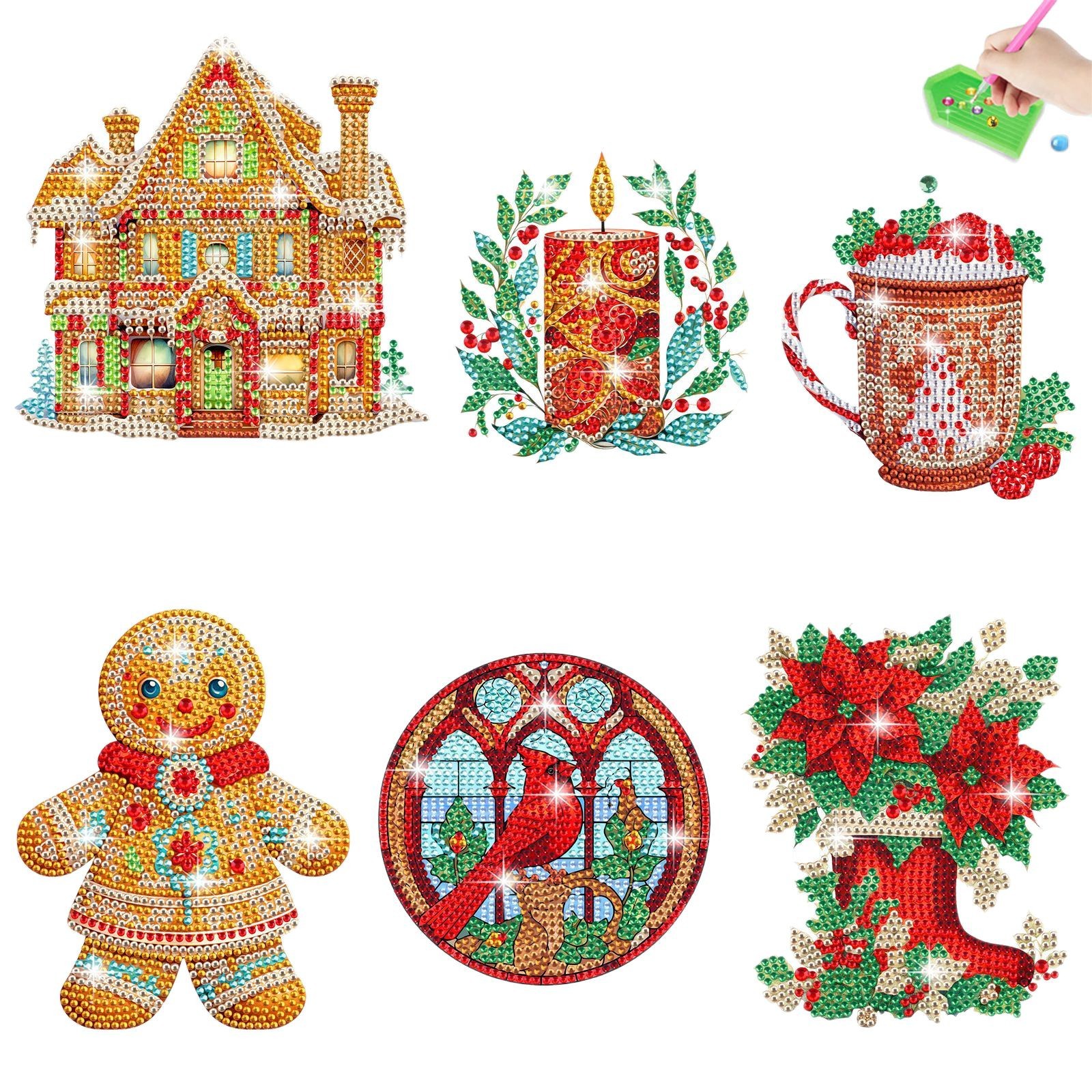 Nuevos productos Dibujos animados Galletas navideñas Gente Pintura de diamantes Pegatinas al azar Pegatinas de bricolaje Pegatinas de ventana Artesanías de cristal para niños Diamantes brillantes