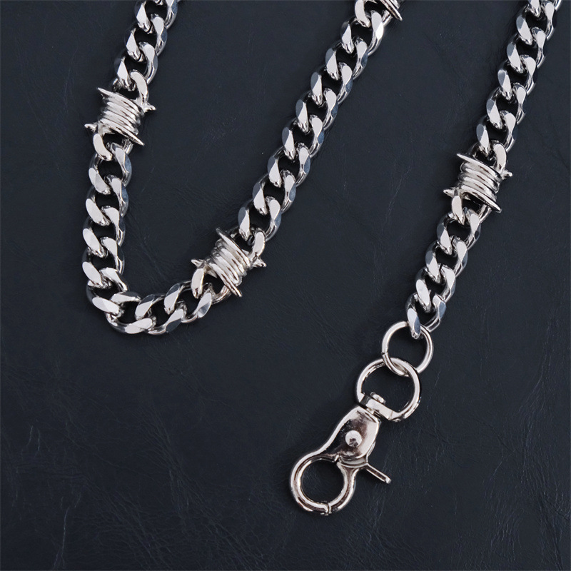 Cuban chain punk halsband med törnen i rostfritt stål_voghion.com