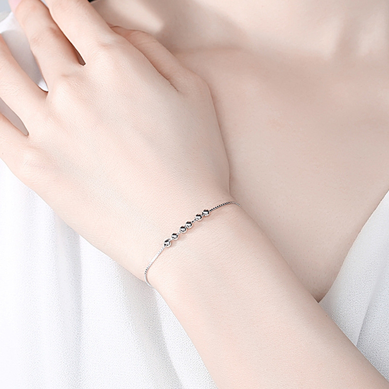 S925 plata esterlina simple ins estilo redondo pulsera de cuentas japonesas y coreanas accesorios frescos pulsera de todo fósforo venta al por mayor venta directa de la fábrica