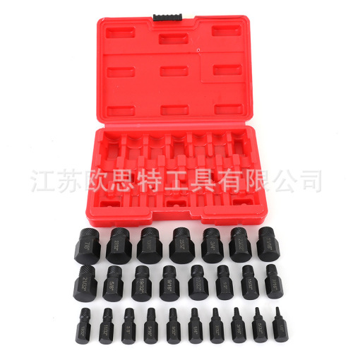 25pc英制断头螺丝取出器多花键滑牙滑丝断丝破损螺钉拆除工具组套