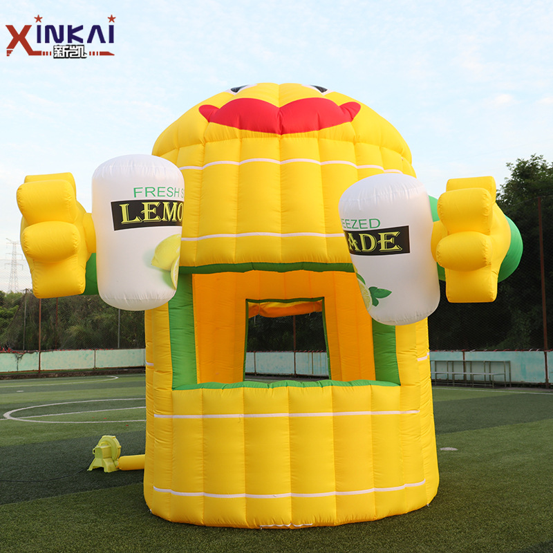 工厂直销户外便携式充气柠檬水杯小卖摊充气柠檬摊充气摊位帐篷