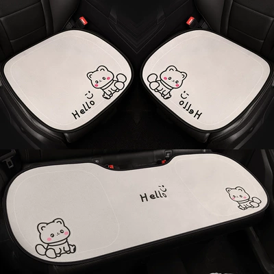 Four Seasons Pad, Car seat cushion, suitable for - white-three-piece-set-black-and-white-puppy