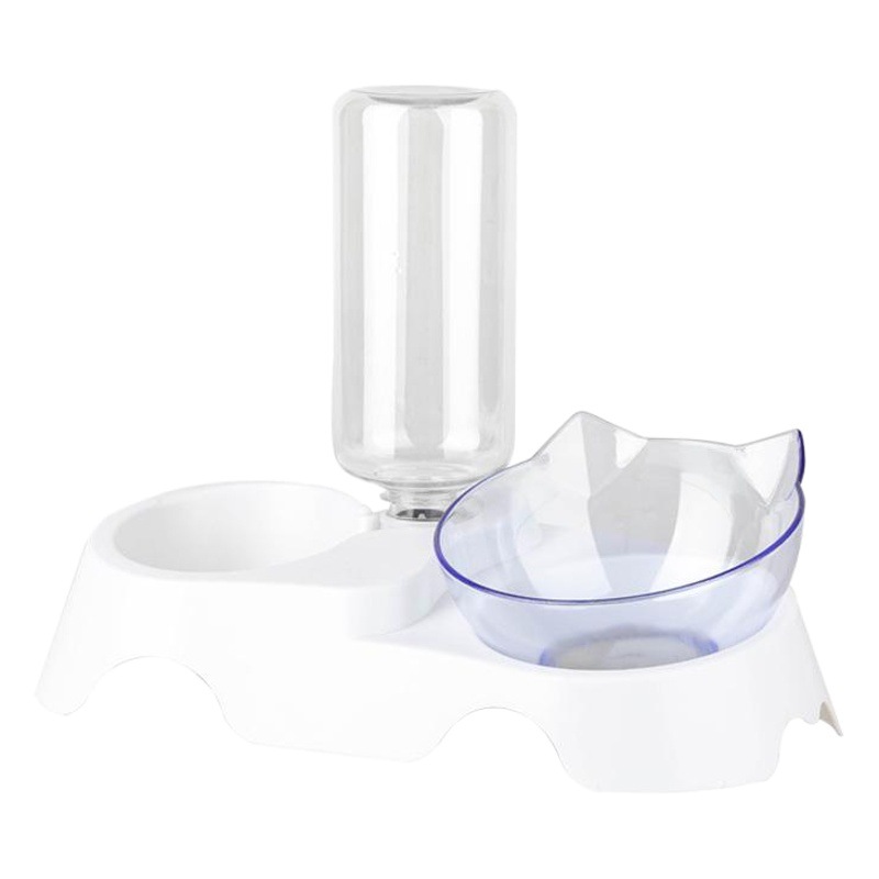 PET doble tazón con botella de agua Dispositivo de bebida automática gato tazón de comida tazón de arroz protector de la columna cervical gato y perro tazón