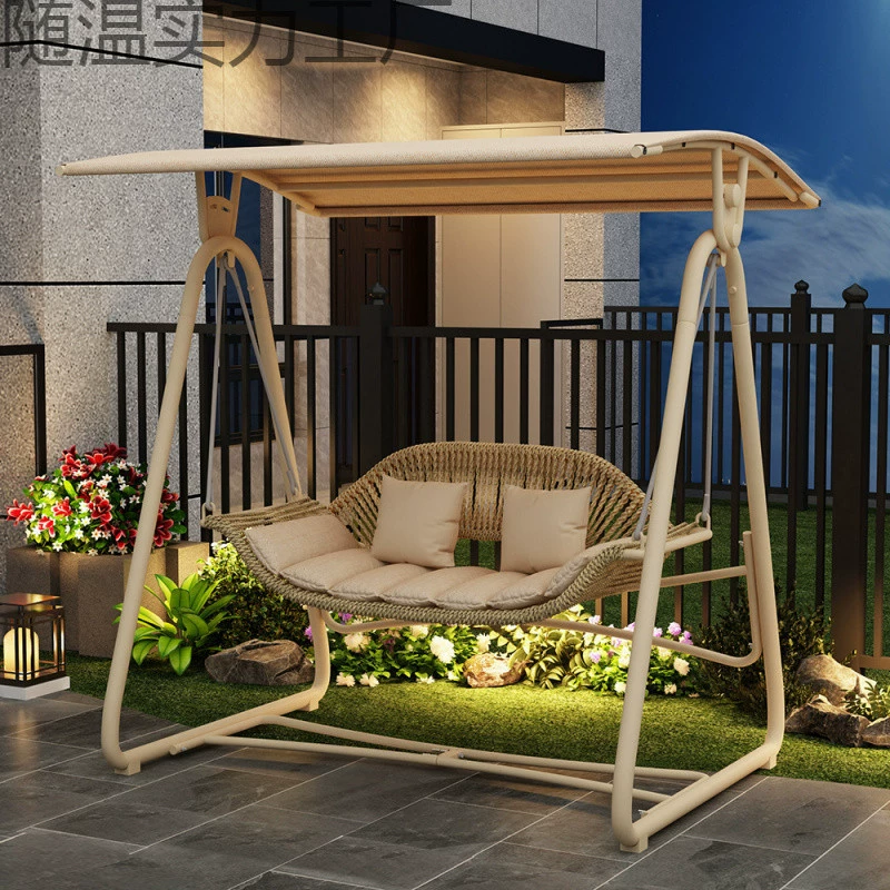 Открытый двор качели кресло-качалка садовая вилла шезлонги сети красный балкон двойной гамак на открытом воздухе двойной качели