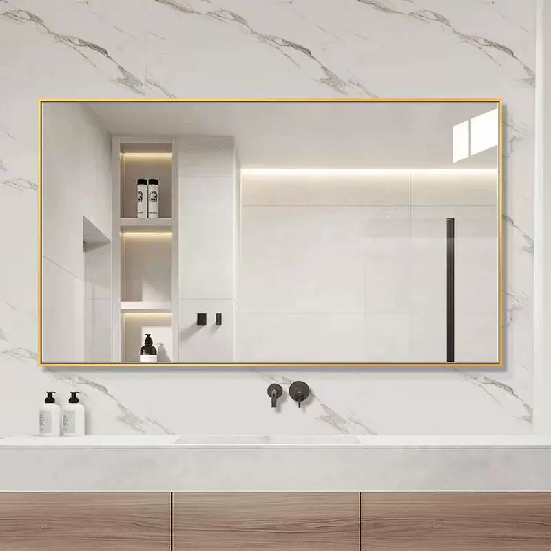 浴室镜子玻璃化妆卫生间厕所壁挂卫浴镜自粘贴墙免打孔洗手间挂墙