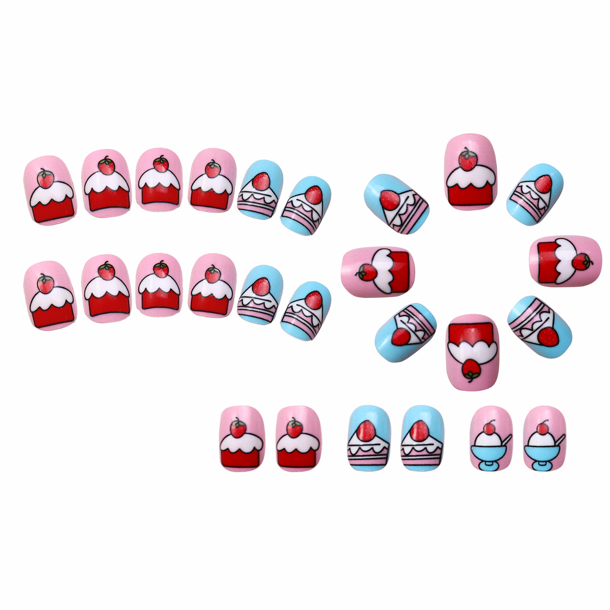 Uña de niños lindos, pastel de color rosa, uñas de niños, uñas falsas de alto nivel