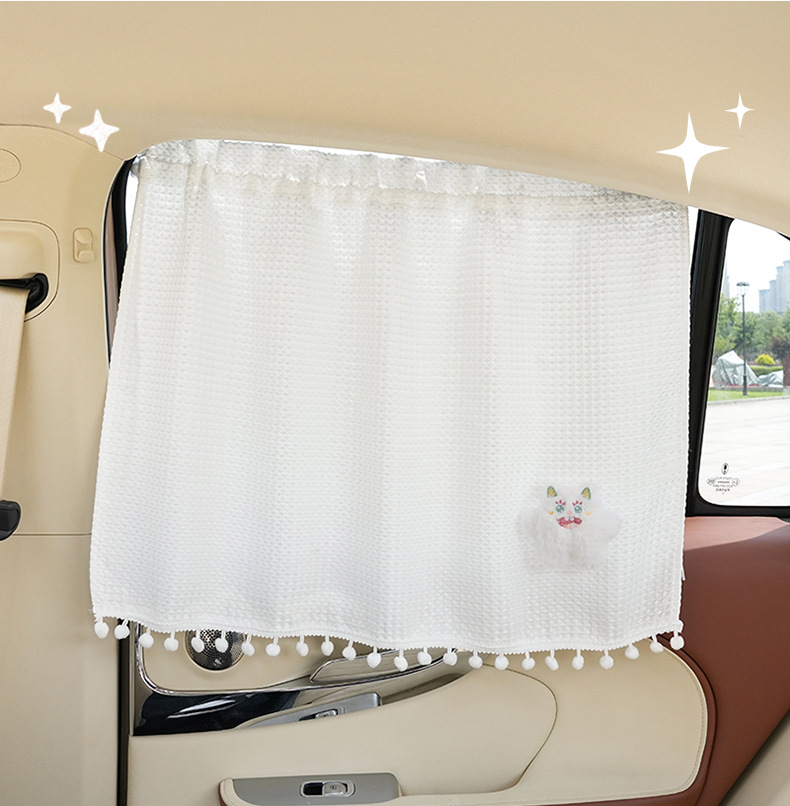 diy little monster waffle car sunshade creative plush doll car curtain car heat insulation sunscreen curtain