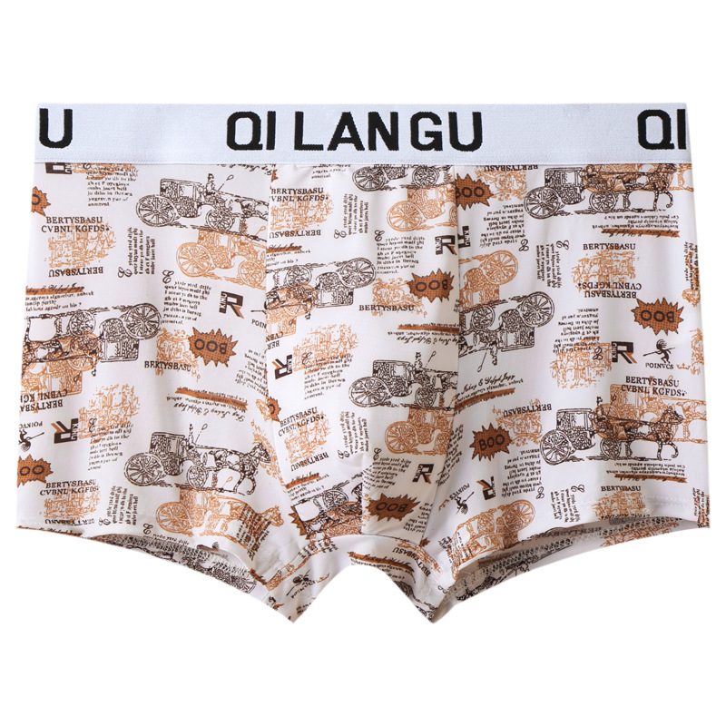 Ropa interior de seda de hielo de los hombres verano ligero Mediados de cintura juventud personalizado impreso de secado rápido transpirable Boxer shorts al por mayor