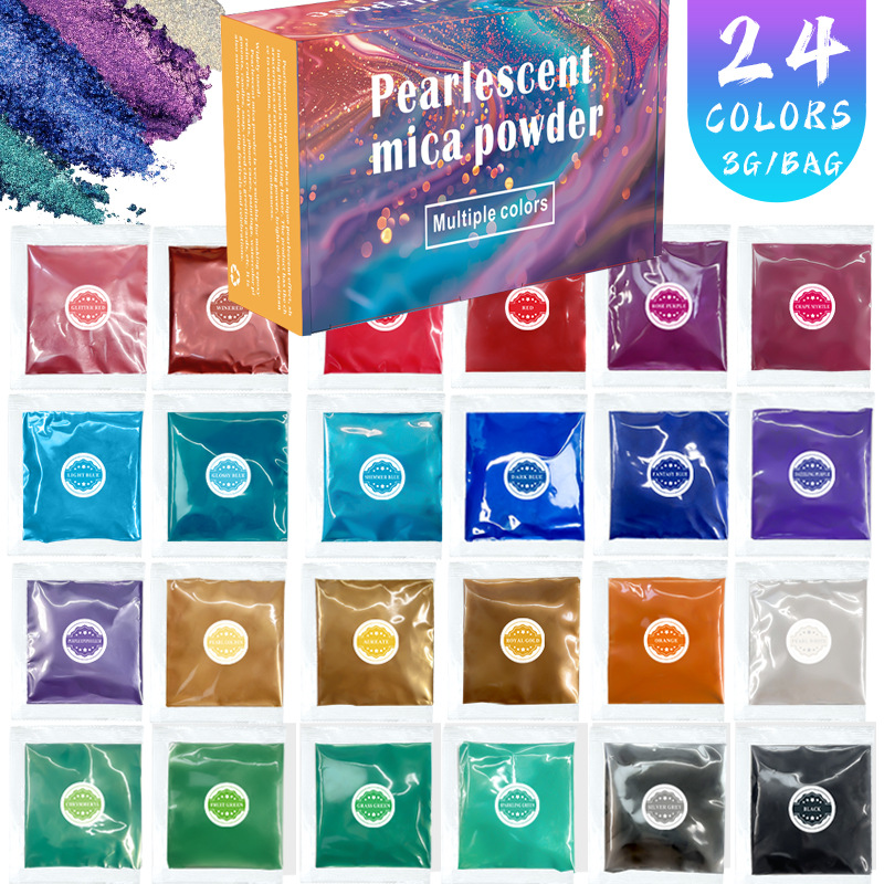 跨境珠光粉袋装 DIY手工滴胶流麻闪粉 云母粉珠光绘画颜料1-3-5g