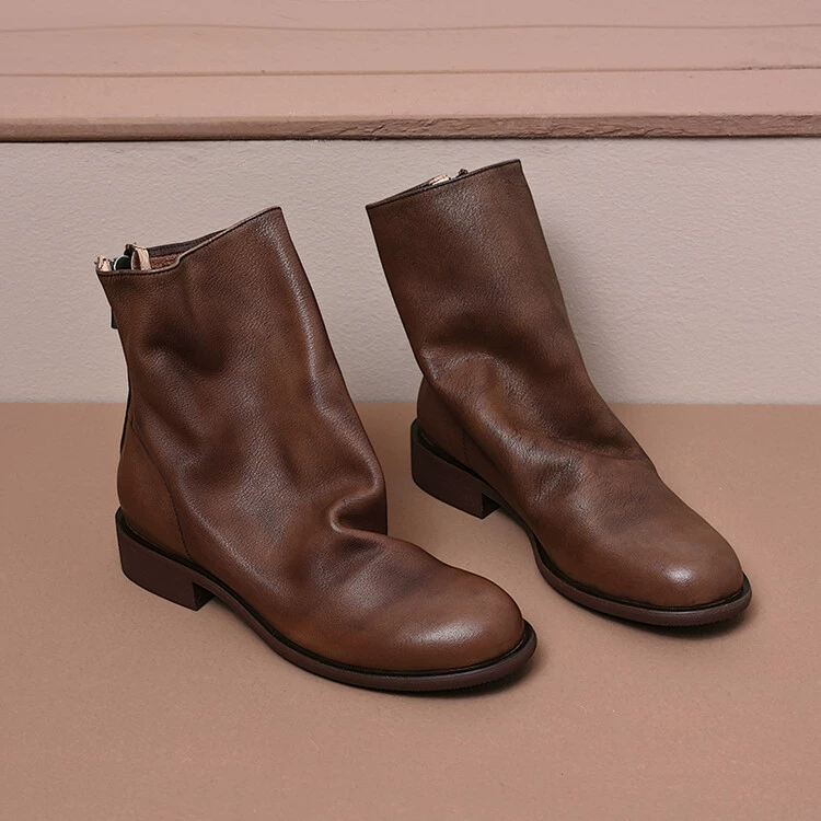 Американские Ретро коричневые большие бочкообразные ковбойские сапоги в стиле вестерн, зима 2022, новые плиссированные выстиранные сапоги из воловьей кожи для женщин