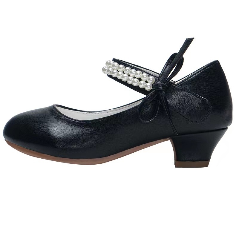 Girls' Leather shoes women's 2023 new high heel black princess shoes campus shoes primary and secondary school girls one-piece delivery