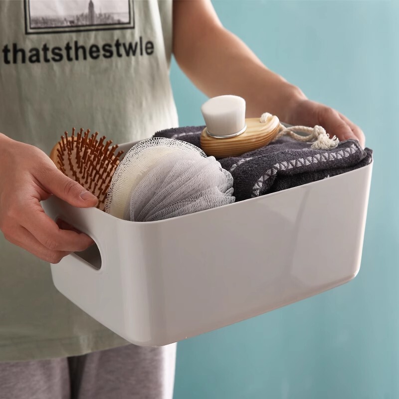雑物収納ボックスデスクトッププラスチック角型収納バスケット家庭用キッチン整理化粧品スナック収納収納バスケット|undefined