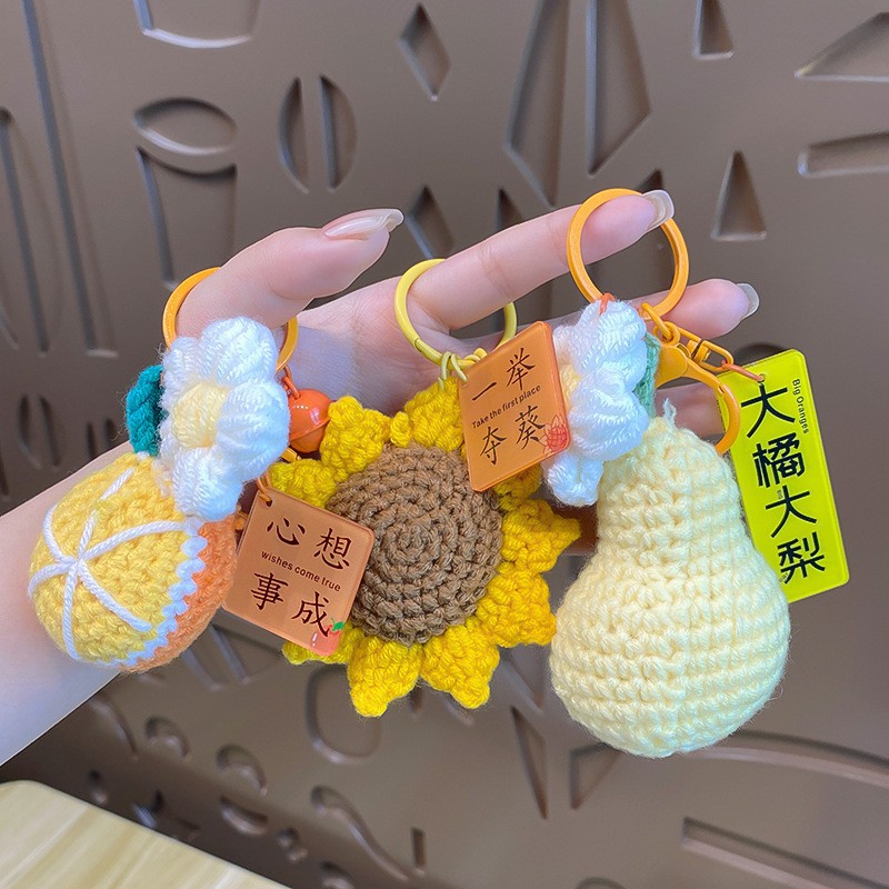 Buenas cosas ocurren en línea tejedido colgante de llaves tejedido bolso de lana colgante adorable exquisito bolso de llaves de mujer