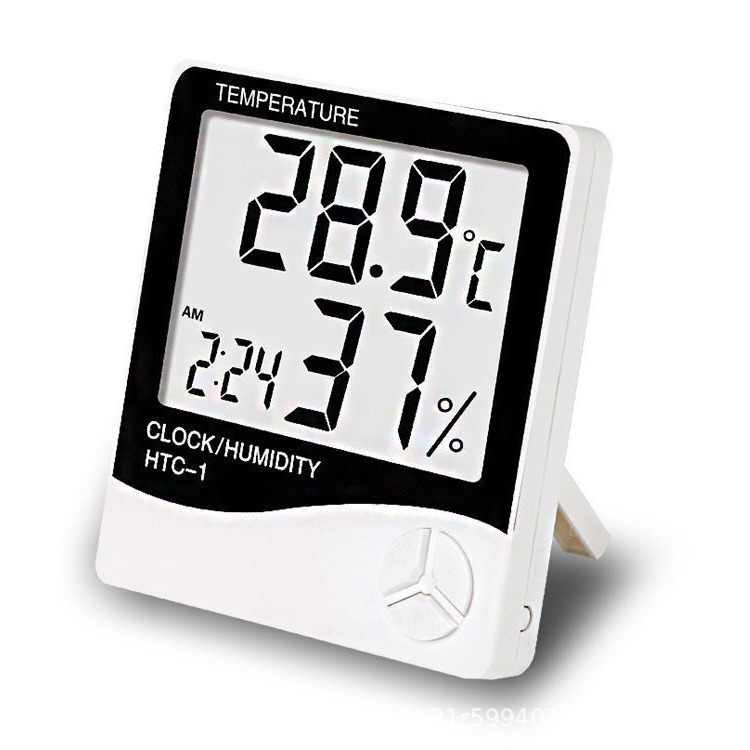 Termómetro e higrómetro para el hogar HTC-1 Termómetro electrónico para interiores de pantalla grande Función de despertador de alta precisión con tiempo