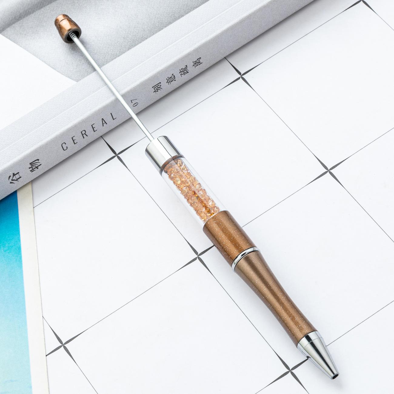 Bolígrafo con cuentas de cristal de bricolaje bolígrafo con cuentas de plástico giratorio multicolor bolígrafo de regalo publicitario creativo al por mayor