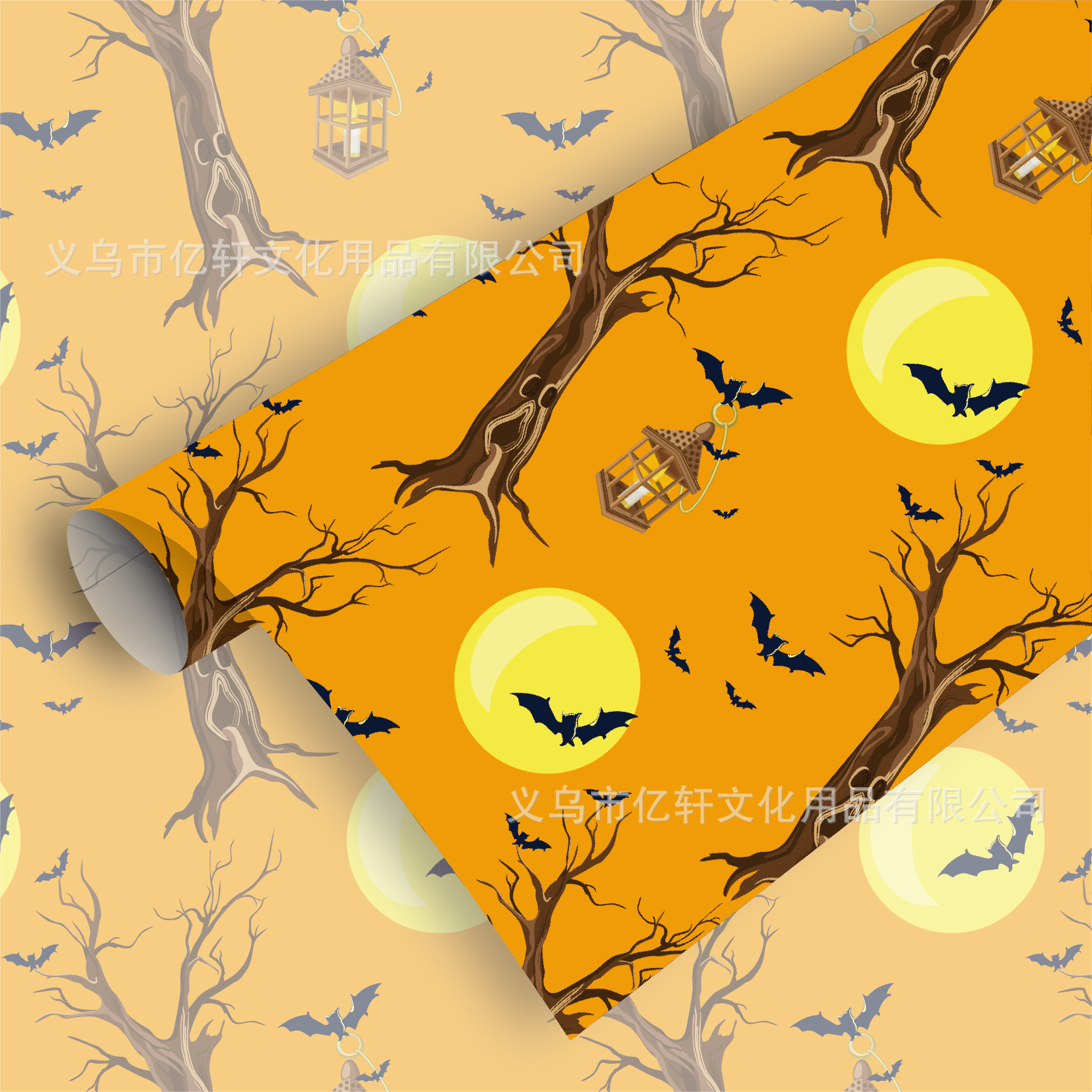 Venta al por mayor transfronteriza Nueva caja de regalo de Halloween papel de regalo calabaza cráneo fantasma vacaciones papel decorativo