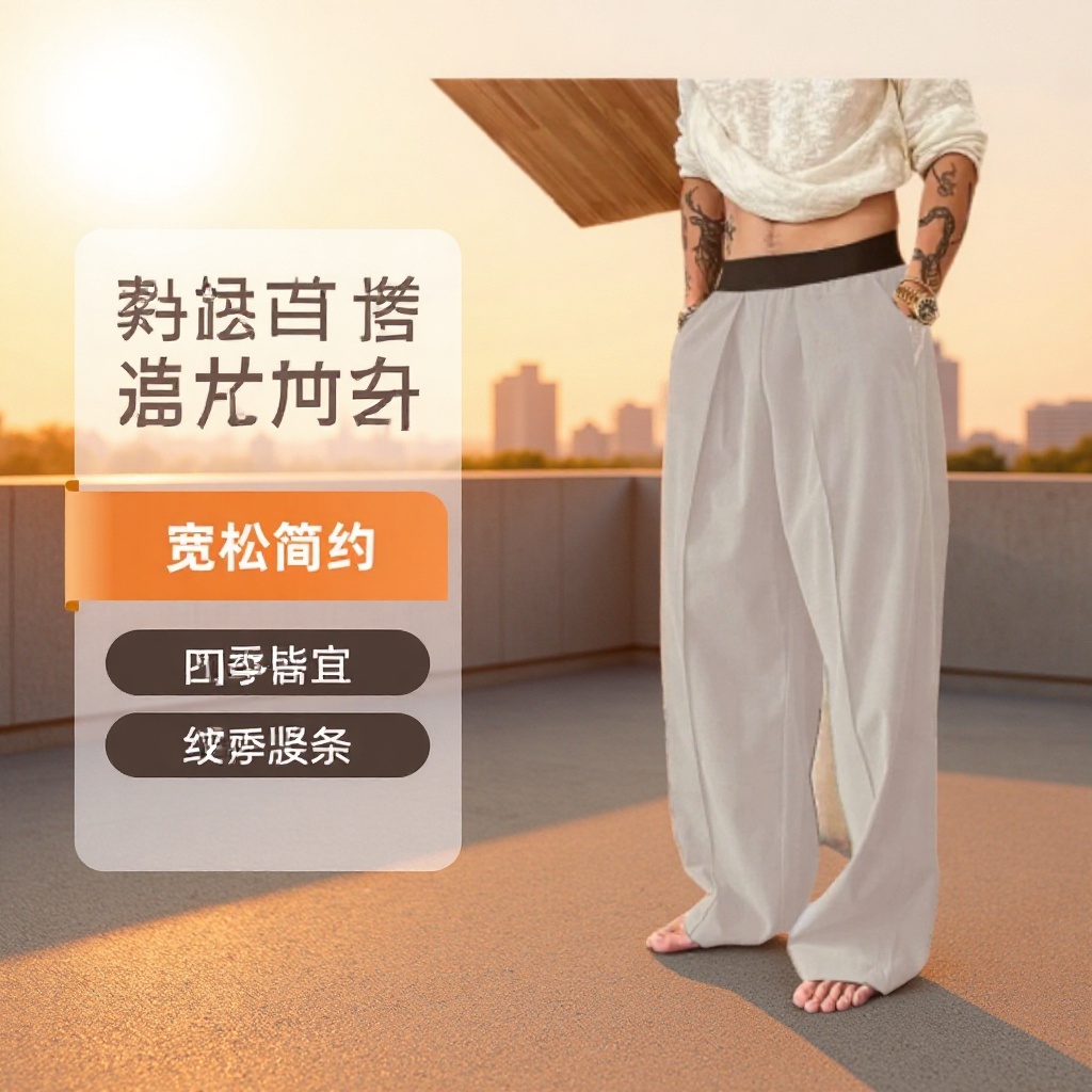 New Textured Vertical Striped Loose Casual Simple Trousers, Suitable for All Seasons, Trendy Brand, Unisex, Elastic Design, Perfect Gift