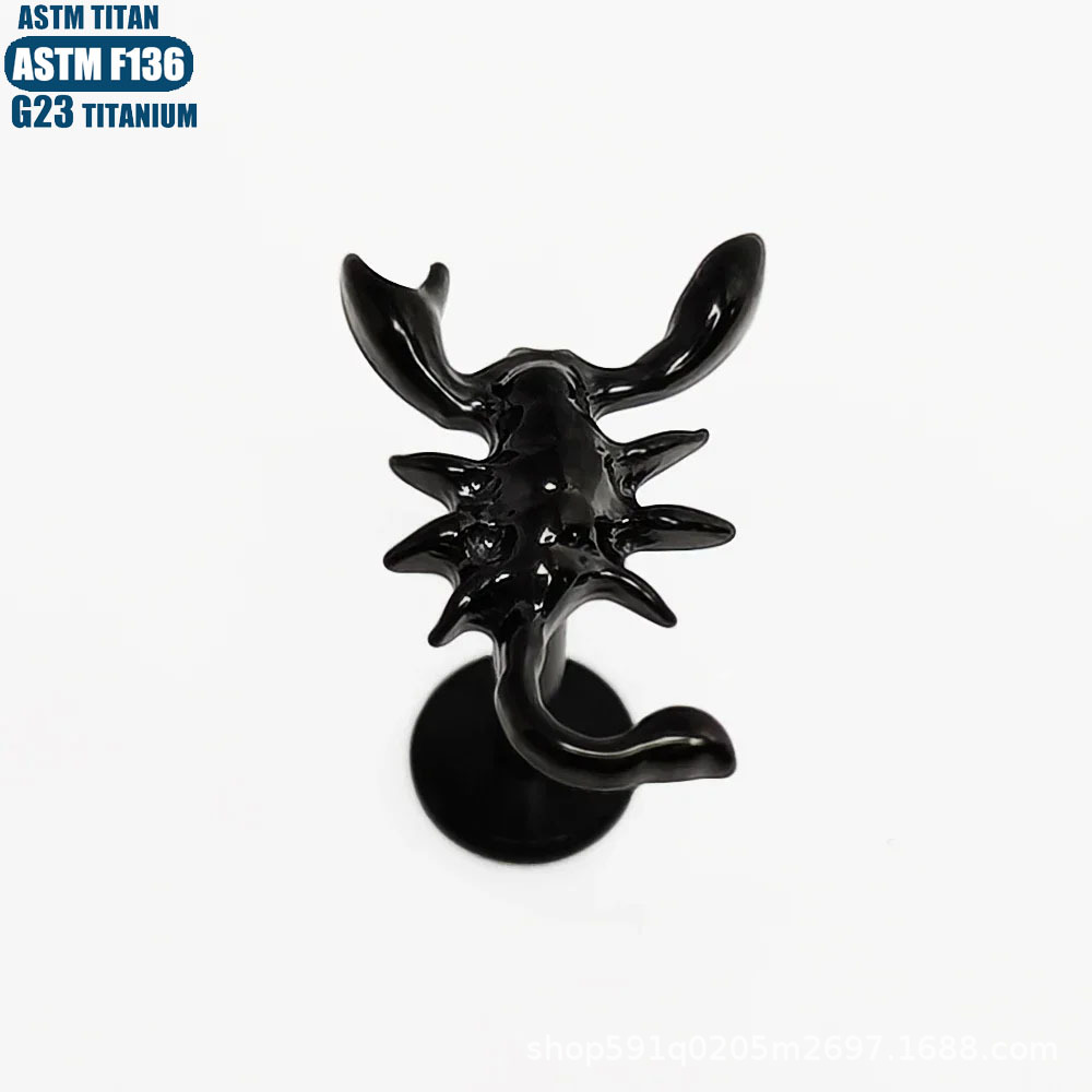 F136 Titanium Alloy Inner Spiral Piercing Earrings Pigeon Cat Shape Lip Nail Body Jewelry detail image 11