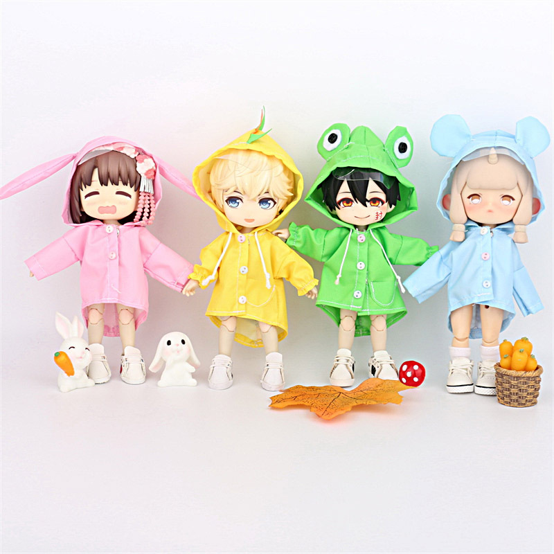 Ob11子供服雨の日を恐れていないカエル恐竜ウサギ動物レインコートbjd 12分人形服|undefined