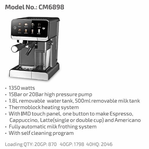 Máquina de café espresso doméstica transfronteriza con extracción de burbujas de leche semiautomáticas con caja de leche