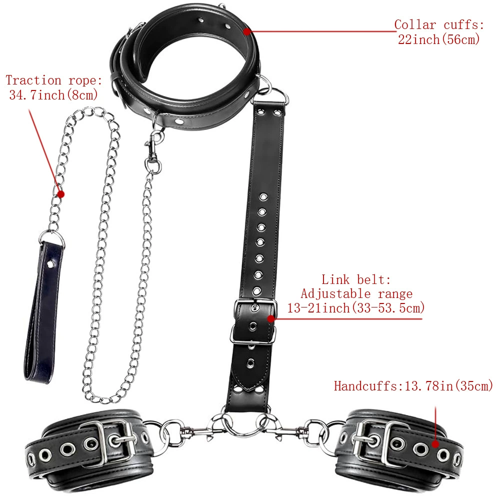 BDSM связующее сексуальный инструмент, цепь для связи шеи спины наручники с тракцией, SM сексуальная рабская ролевая игра инструмент