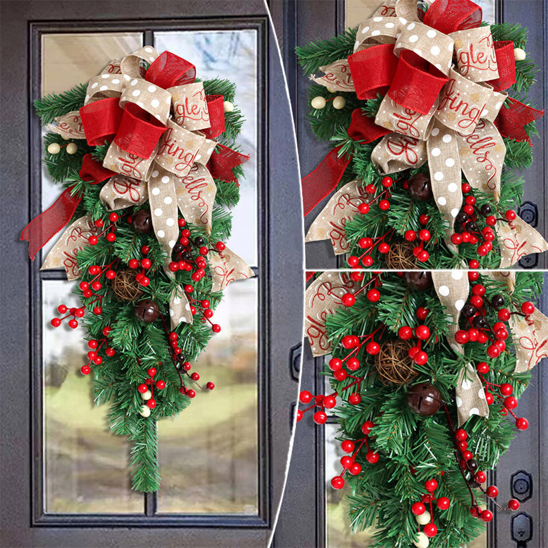 アメリカの手作りクリスマス装飾品クリスマス倒掛木60/ 90cmブドウ紅果クリスマスツリークロスボーダー起爆金|undefined