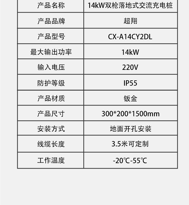 New Energy Vehicle Charging Station Universal Floor-Standing Charging Station 14Kw Electric Vehicle Dual-Gun Ac Charging Station European Standard