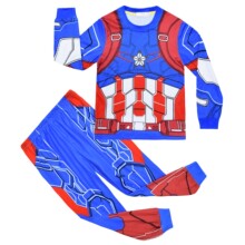 新款 复仇者联盟 美国队长 数码印花 中大童长袖套装两件套7825