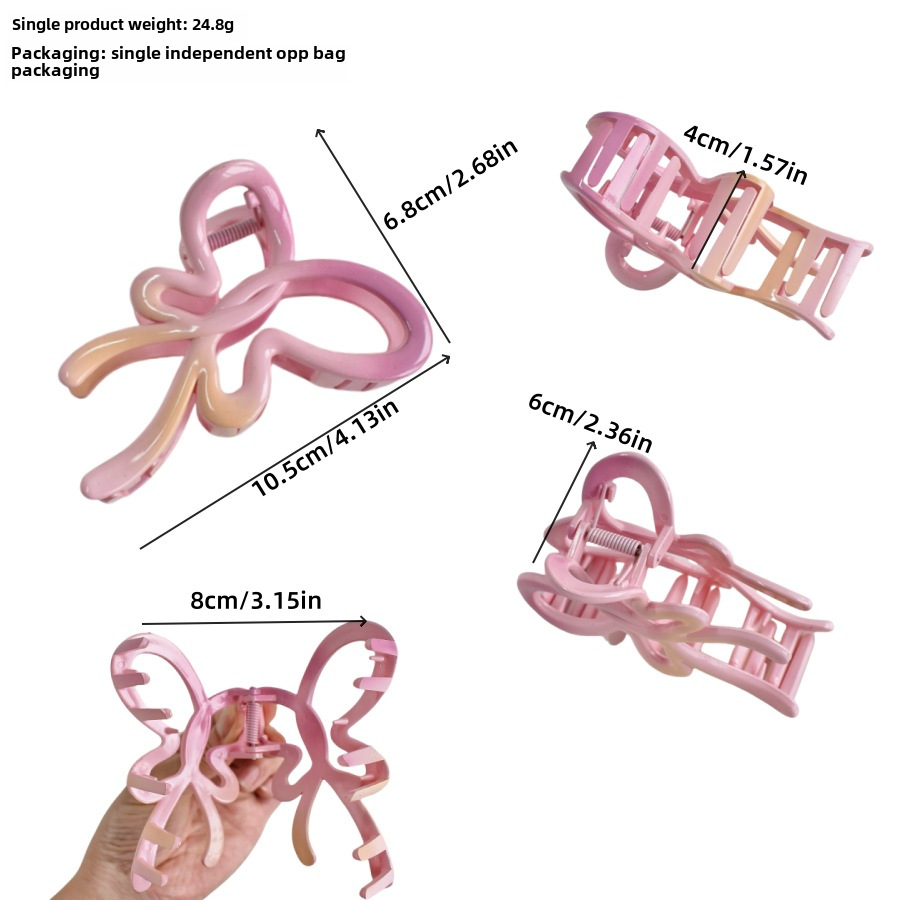 Gradient Bow Haarclip Lente Nieuwe High-end Sense Vrouwen Achterkant van Hoofd Schijf Haarclip Haai Clip Hoofddeksels Haaraccessoires_voghion.com