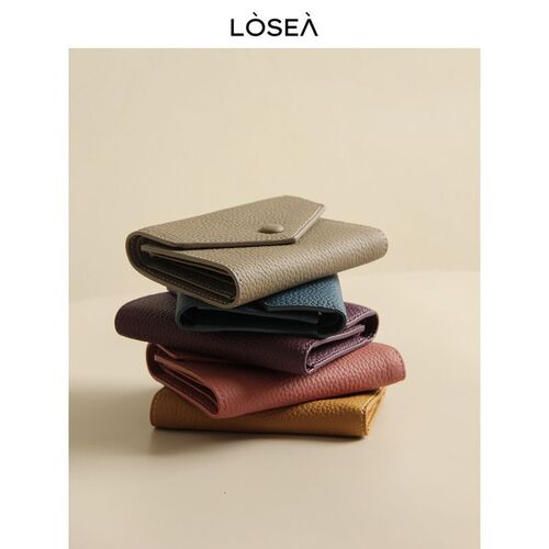 LESEA Women's Top Grain Calfskin Wallet, Small Purse, Card Holder - 3-in-1 Women's Genuine Leather Zipper Wallet