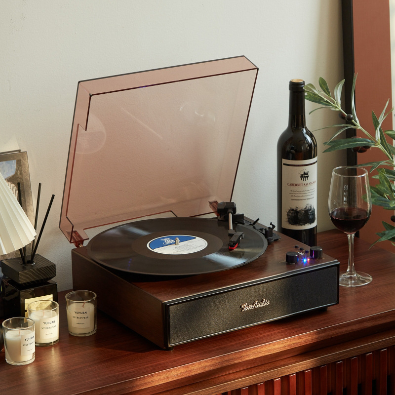 唐典の黒いゴムのレコード機の贈り物の携帯電話のレコード機の復古の蓄音機のbluetoothのスピーカーの客間の音響の一体機|undefined