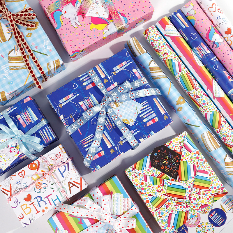 Nuevo producto transfronterizo Papel de embalaje de regalo del día del niño Papel de embalaje de regalo de feliz cumpleaños Papel de embalaje de juguete lindo de dibujos animados