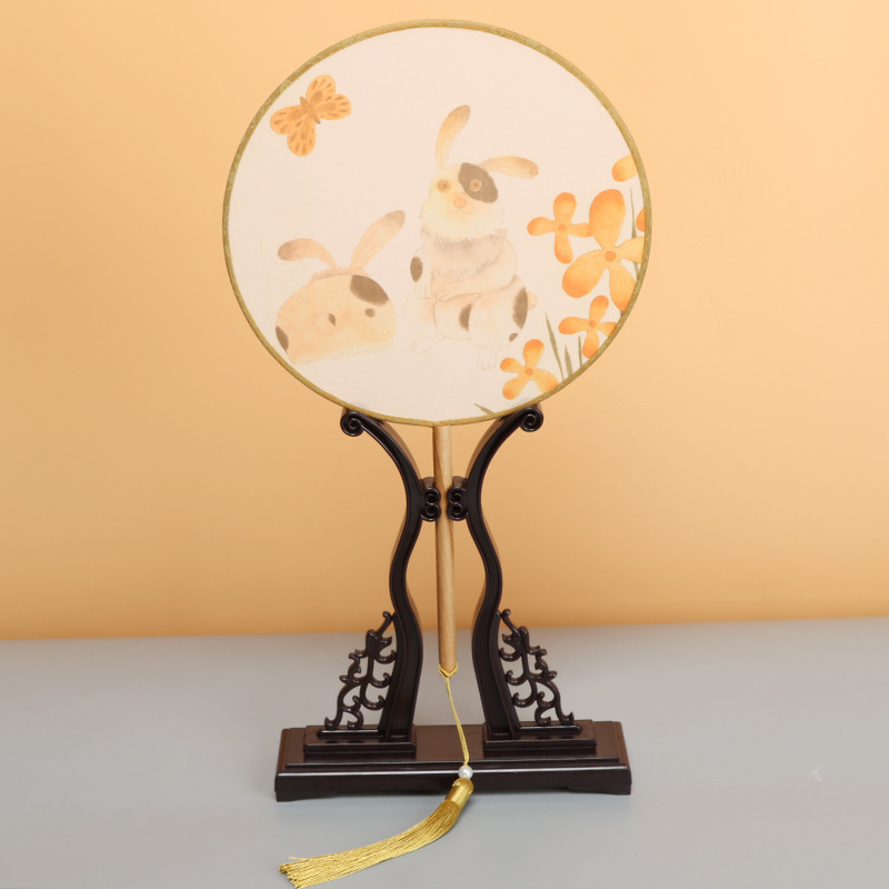 Estilo antiguo translúcido ventilador redondo estilo chino Palacio ventilador danza clásica cara de seda hecha a mano ventilador de bambú artesanía al por mayor