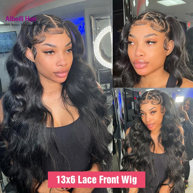 13x6 front lace body wave lace front wig human hair Foreign trade real human hair wig