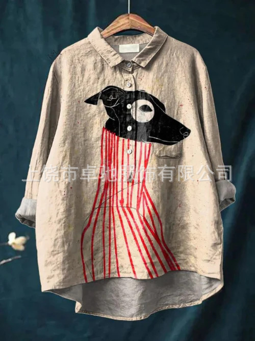 2025新款外贸跨境女装衬衫亚马逊欧美动物poultry复古印花|undefined
