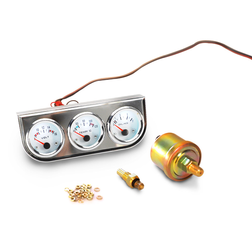 Instrumento de coche modificación instrumento de coche negro triple temperatura del agua temperatura del aceite presión de aceite voltímetro
