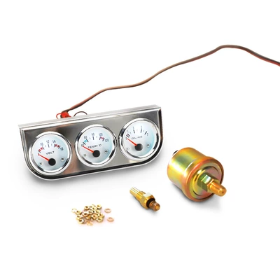 Car meter modified car meter black triple water temperature oil temperature oil pressure voltmeter (automobile instrument) - white-chrome-ring-voltage-water-temperature-c-oil-pressure-0-7