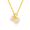 Necklace white jade, zirconium, quality jewelry stainless steel, micro incrustation